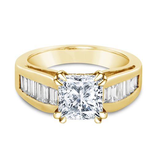 18k Yellow Gold Baguette Diamond Engagement Ring