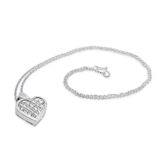 Platinum Diamond Invisible Set Heart Pendant