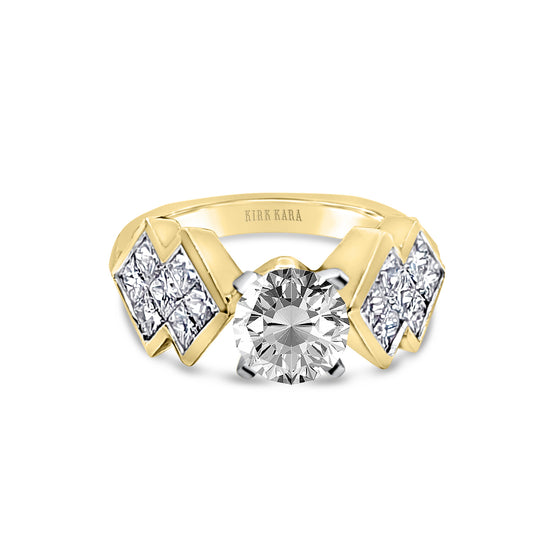 18k Yellow Gold Princess Invisible Set Engagement Ring