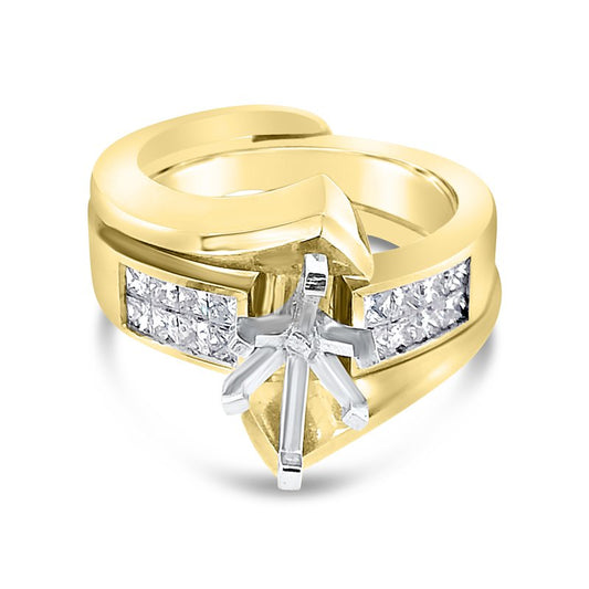 18k Yellow Two Row Diamond Wrap Around Ring Set