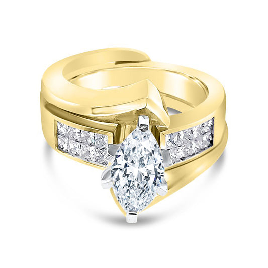 18k Yellow Two Row Diamond Wrap Around Ring Set