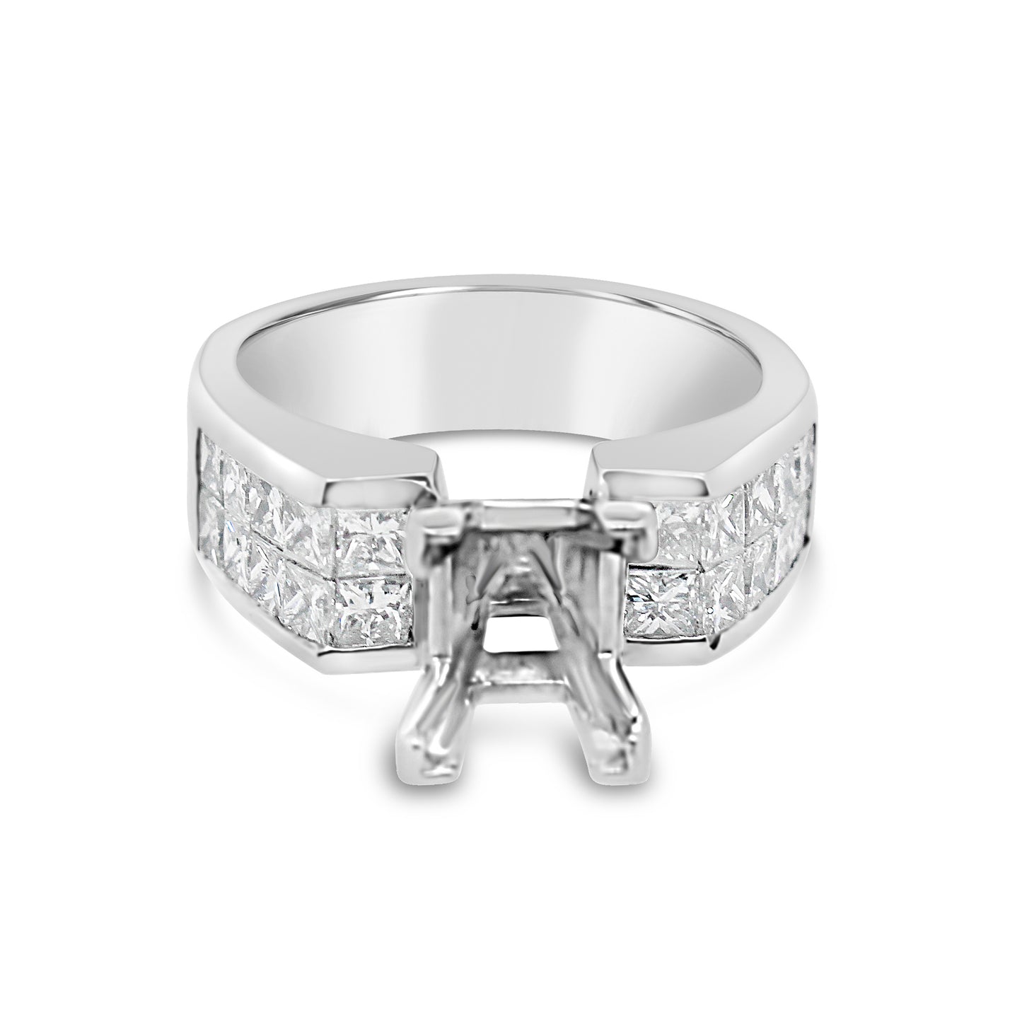 18K White Gold Invisible Set Princess Diamond Engagement Ring