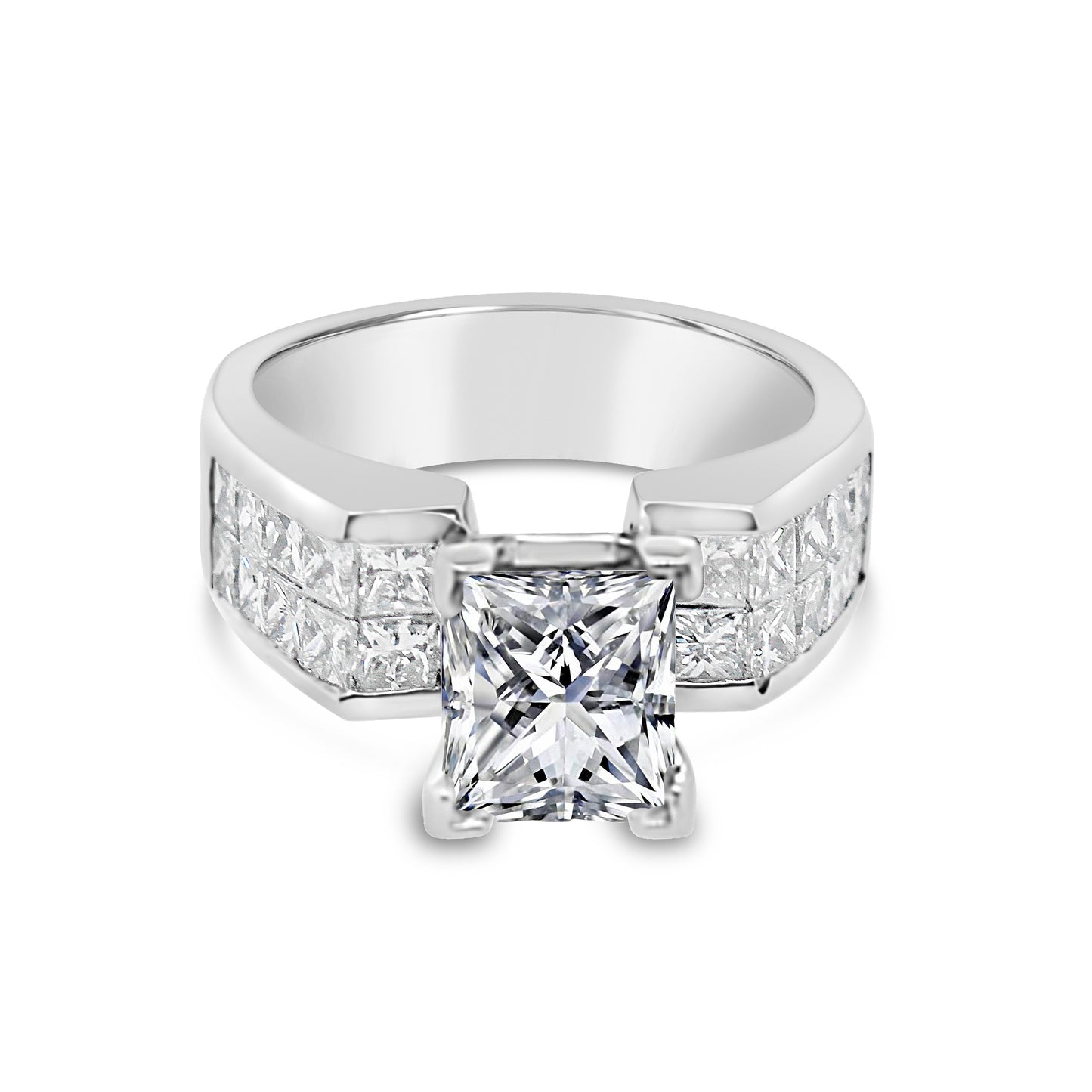 18K White Gold Invisible Set Princess Diamond Engagement Ring