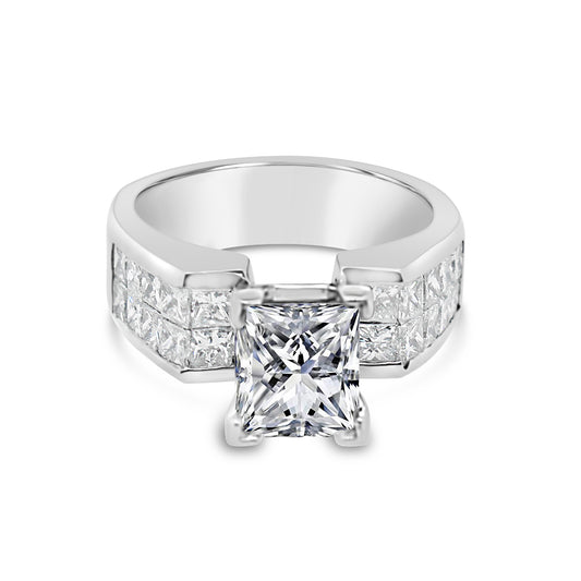 18K White Gold Invisible Set Princess Diamond Engagement Ring