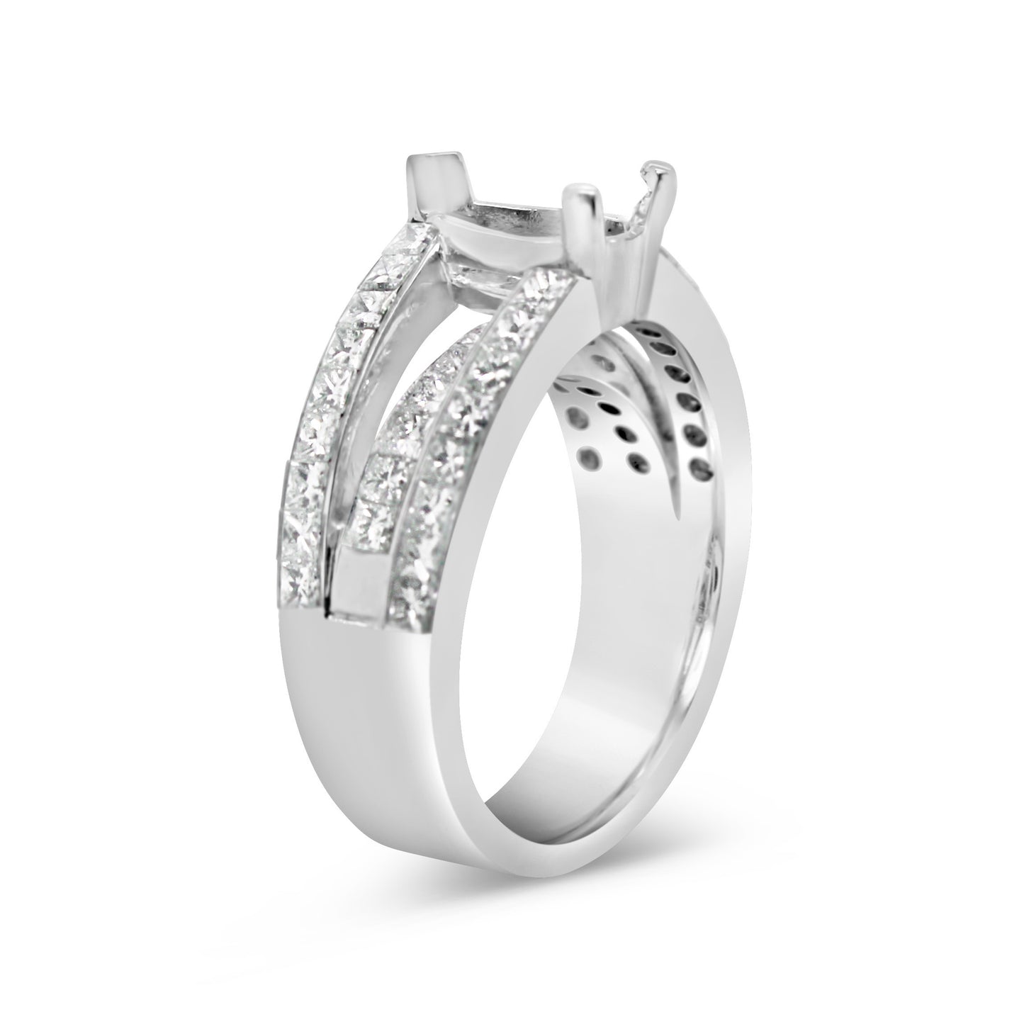 Platinum Three Row Diamond Pear Engagement Ring