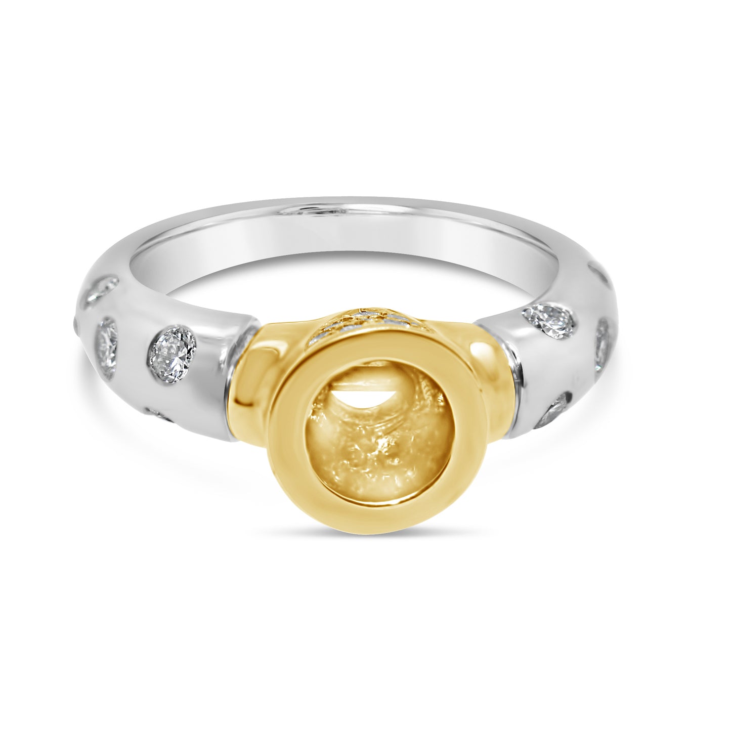 Platinum Two Tone Retro Diamond Bezel Engagement Ring