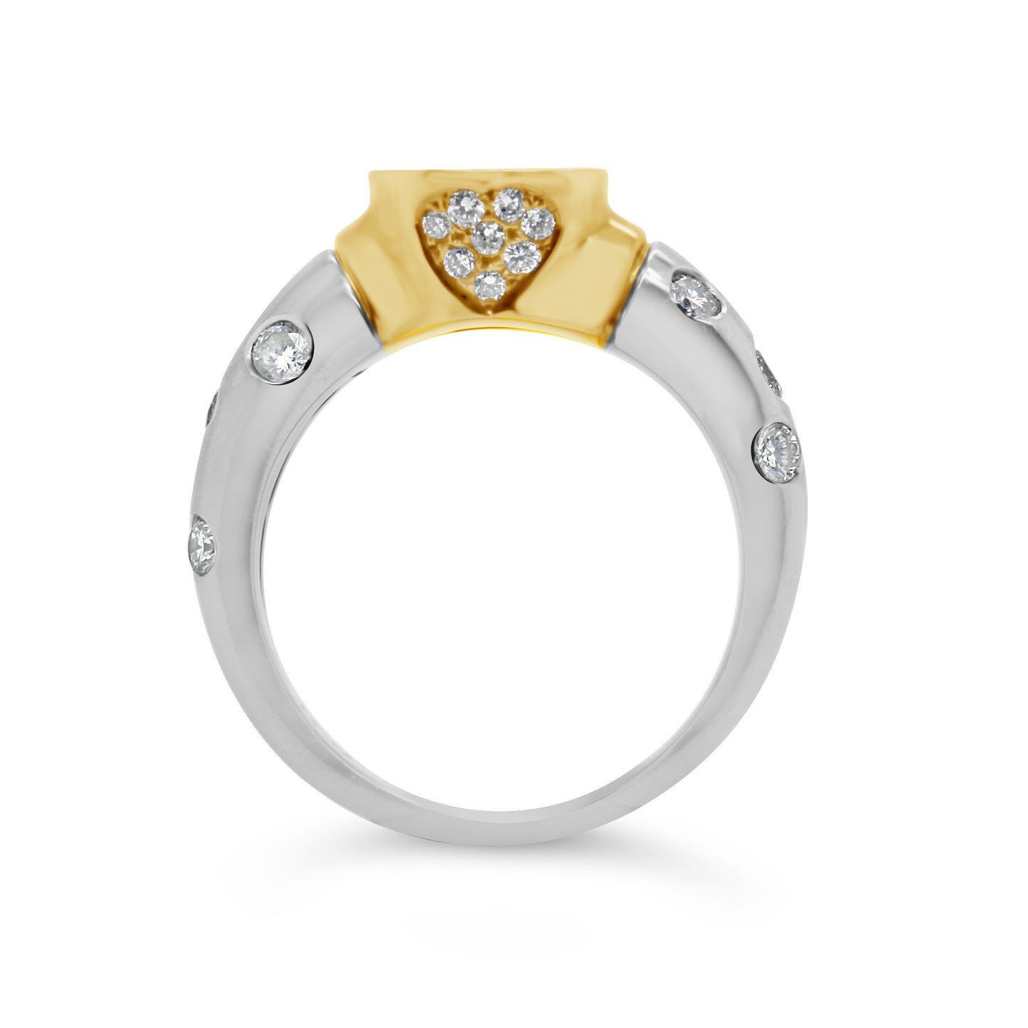 Platinum Two Tone Retro Diamond Bezel Engagement Ring