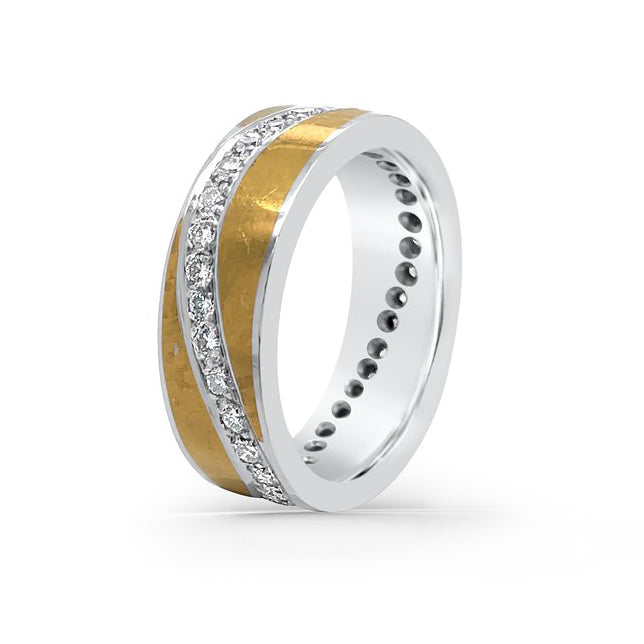 Platinum Yellow Gold Diamond Wide Fashion Band