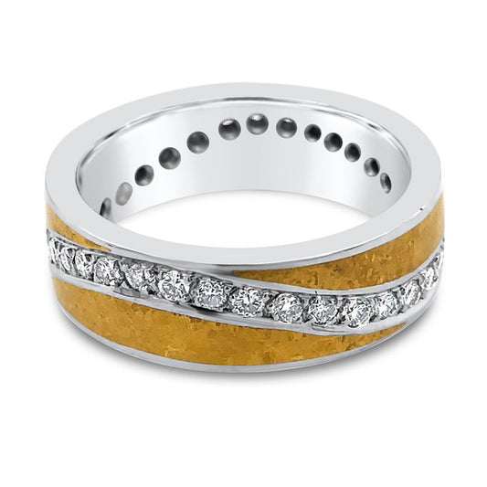 Platinum Yellow Gold Diamond Wide Fashion Band