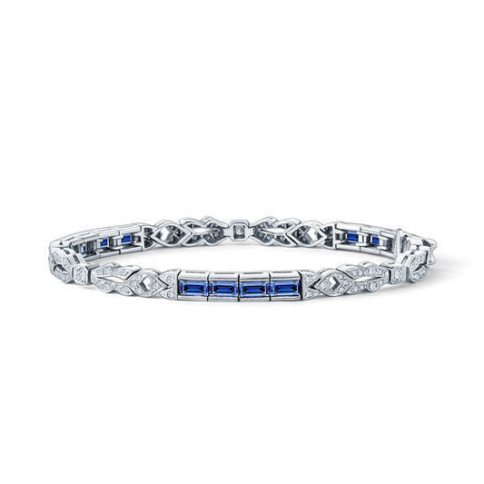 Elegant Sapphire Diamond Milgrain Bracelet
