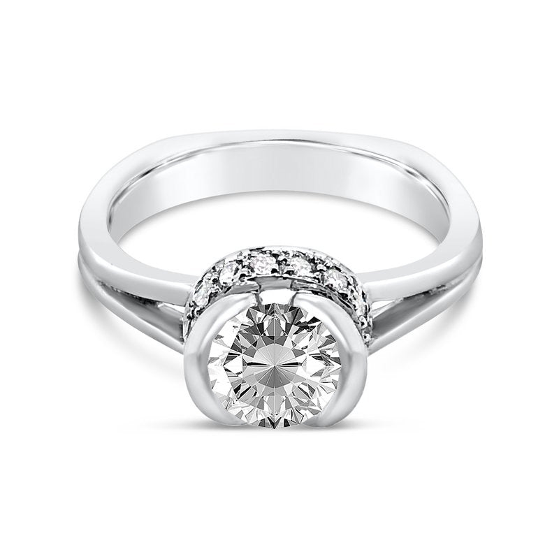 Platinum Pave Hidden Halo Diamond Engagement Ring