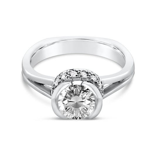Platinum Pave Hidden Halo Diamond Engagement Ring