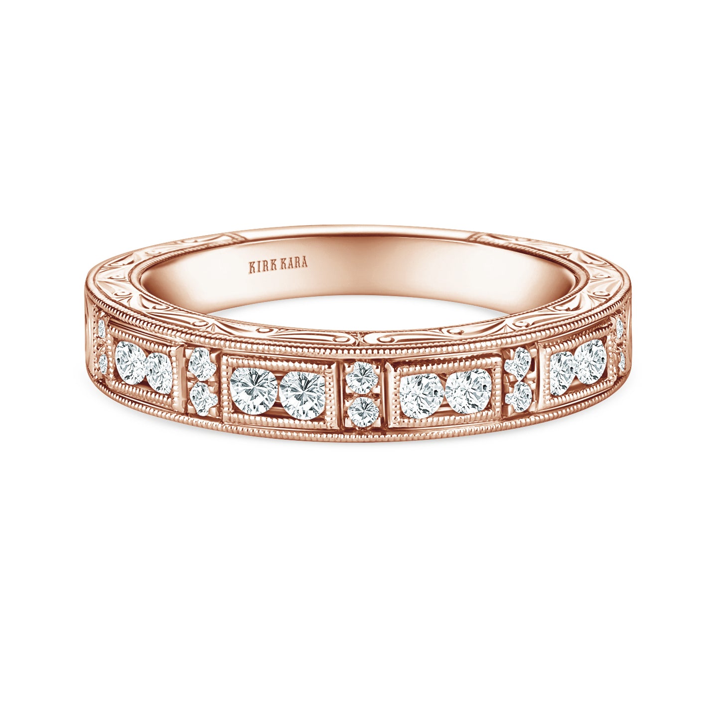 Engraved Milgrain Vintage Diamond Wedding Band