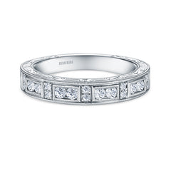 Engraved Milgrain Vintage Diamond Wedding Band