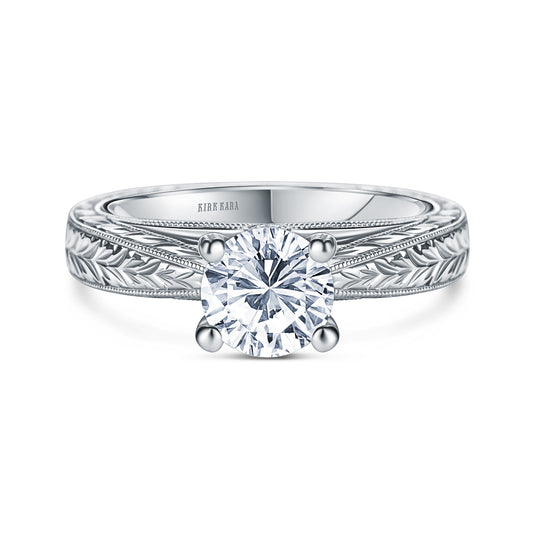 Wheat Engraved Cathedral Solitaire Engagement Ring
