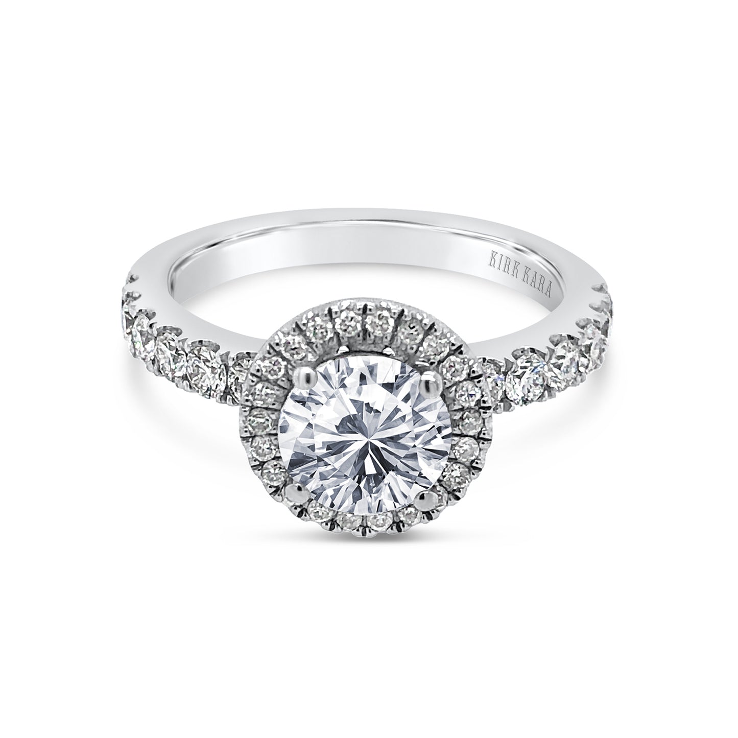 18K White Gold Classic Diamond Halo Engagement Ring