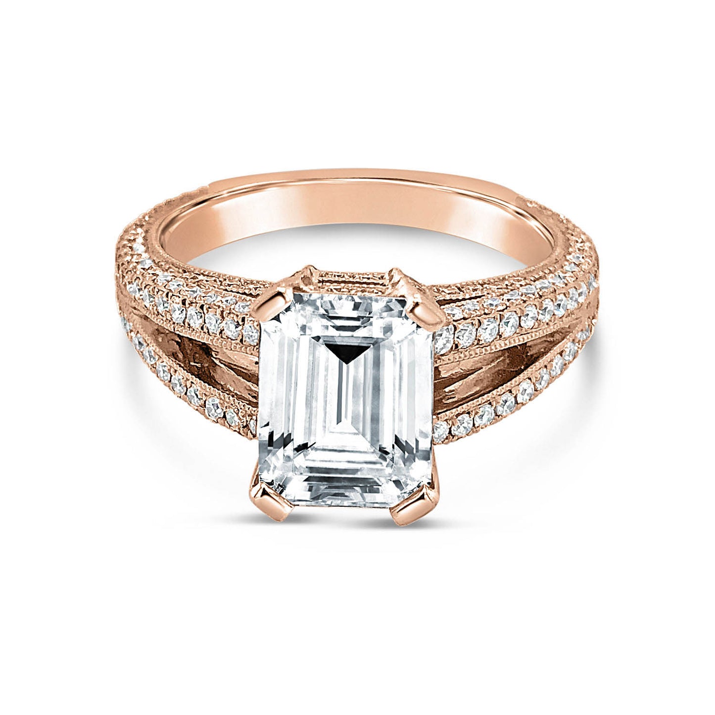 Elegant Micro Pavé Split Shank Diamond Engagement Ring
