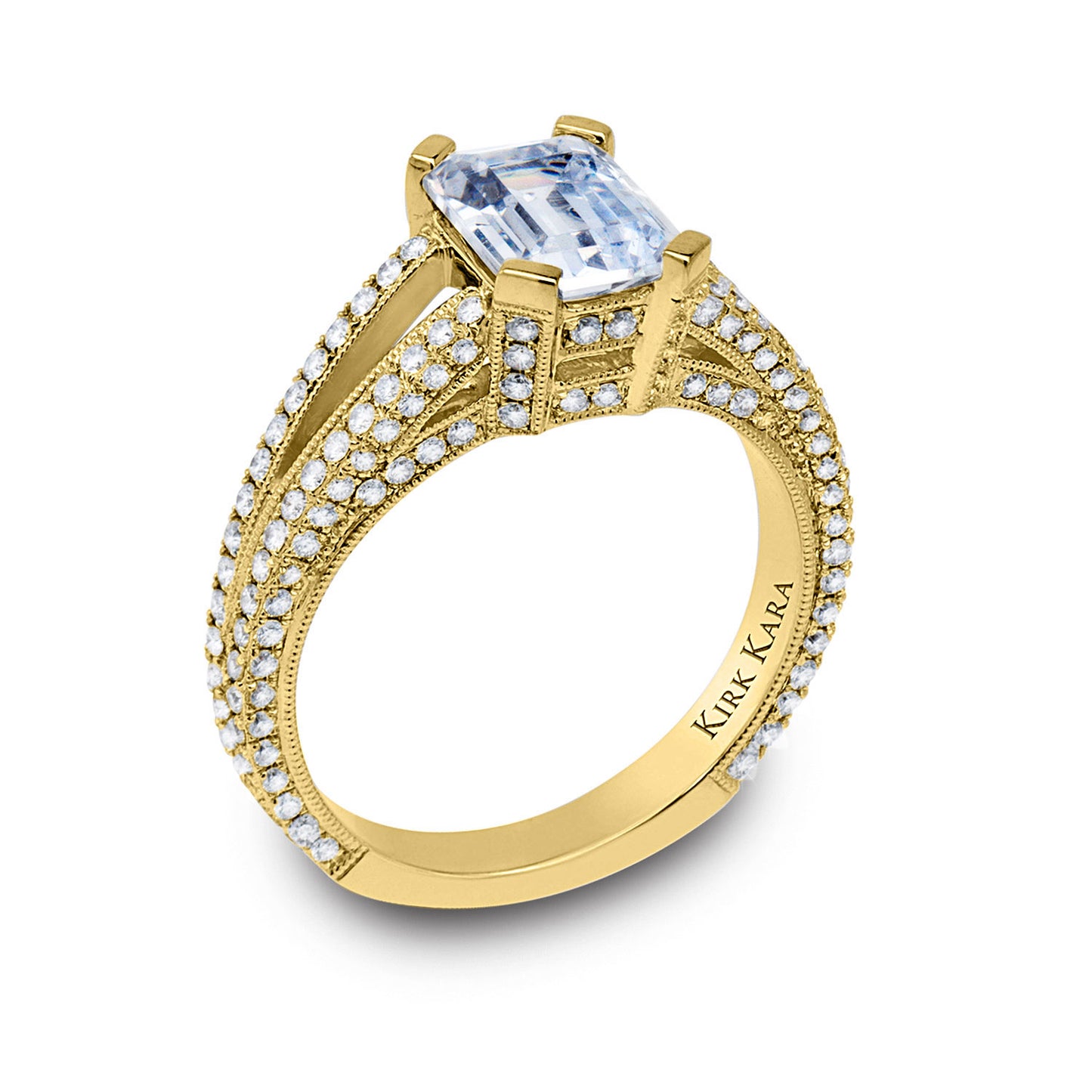 Elegant Micro Pavé Split Shank Diamond Engagement Ring