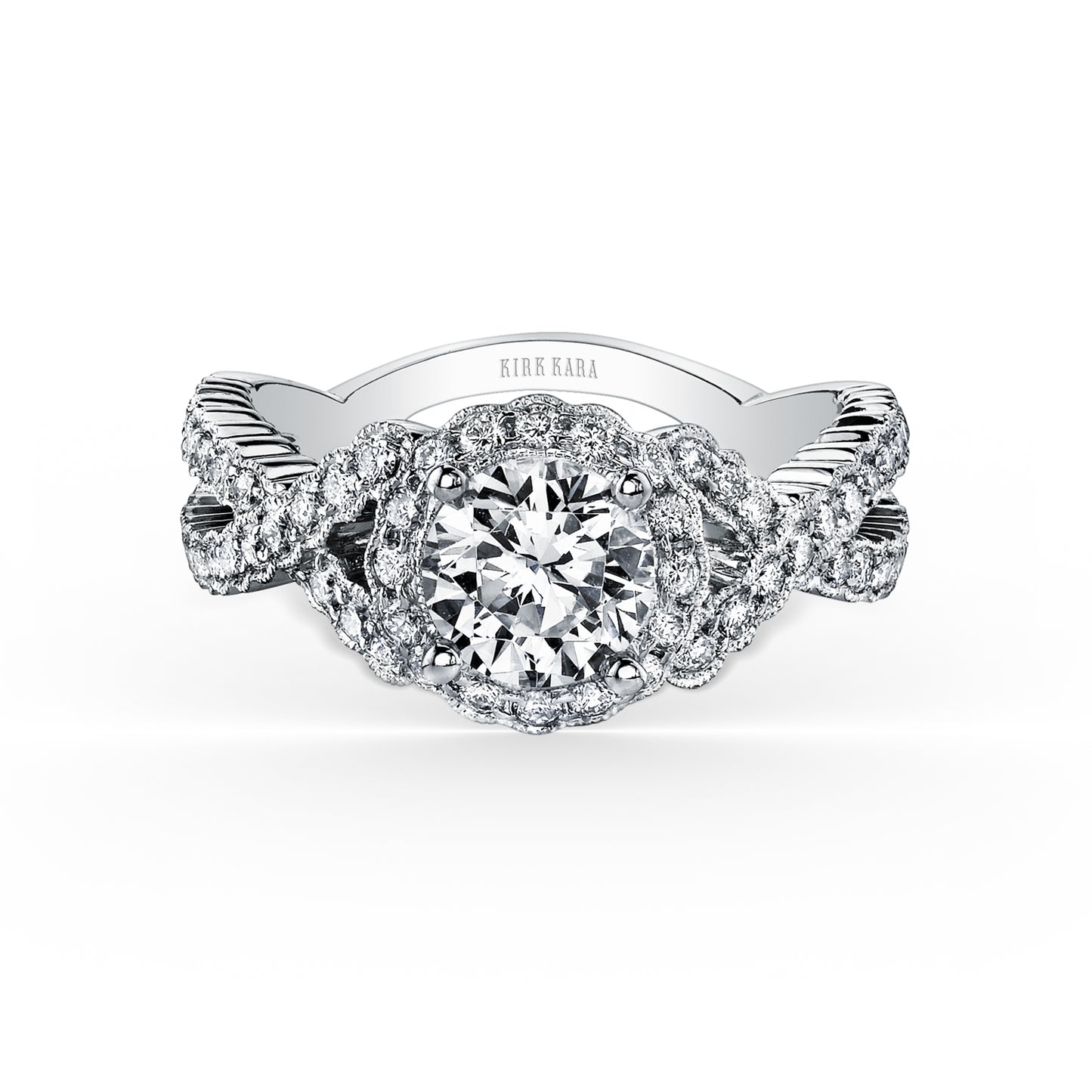 Vintage Halo Split Shank Diamond Engagement Ring