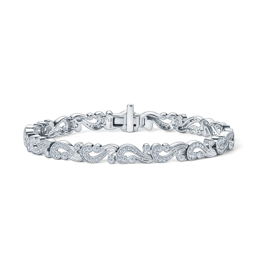 Elegant Swirl Milgrain Diamond Bracelet