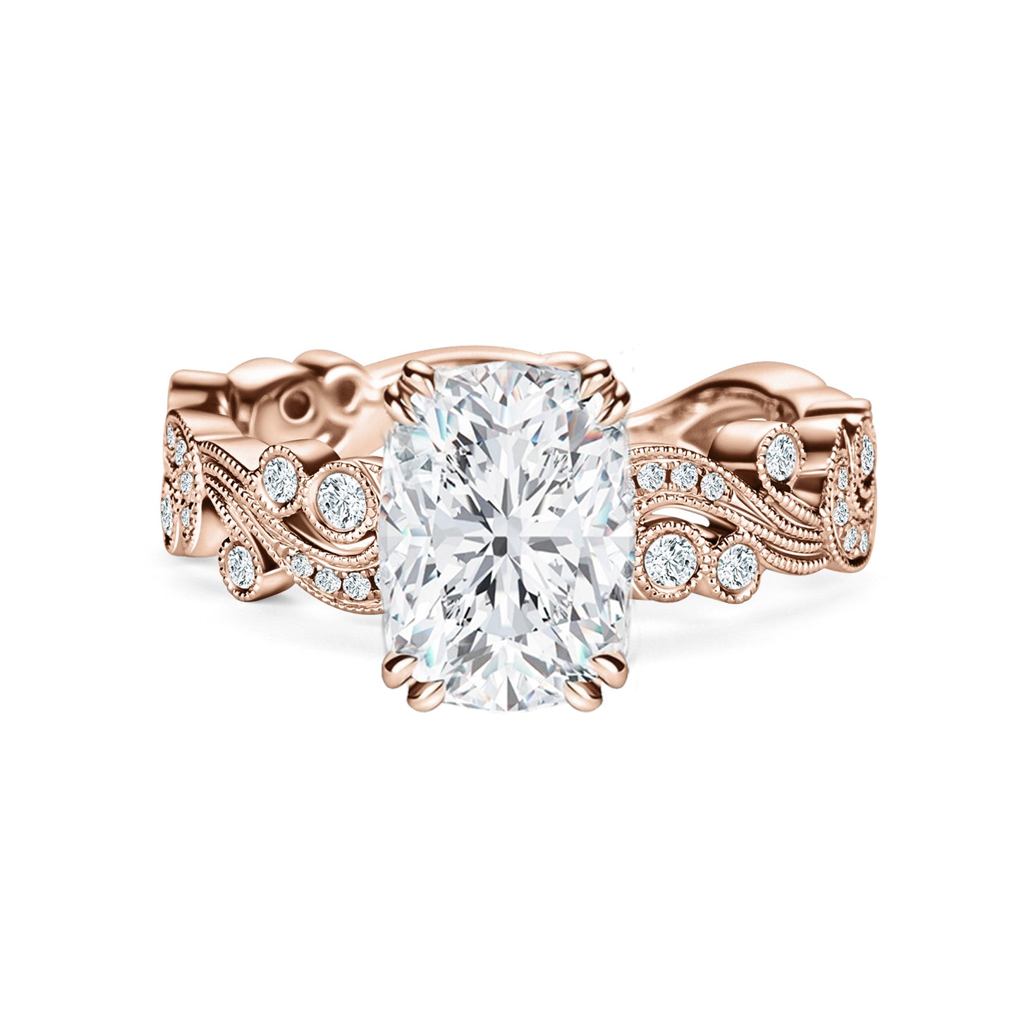 Whimsical Swirl Milgrain Diamond Engagement Ring