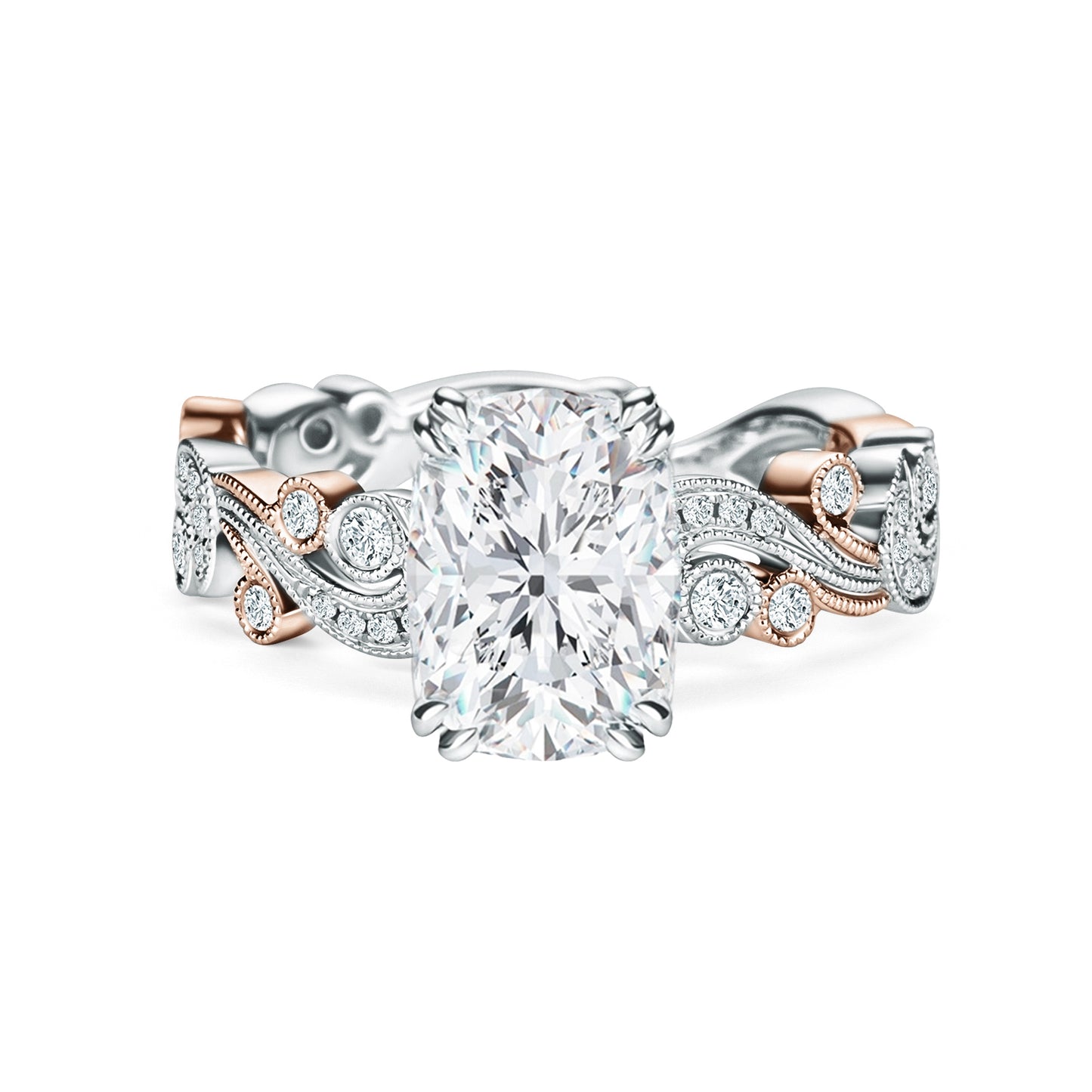 Whimsical Swirl Milgrain Diamond Engagement Ring