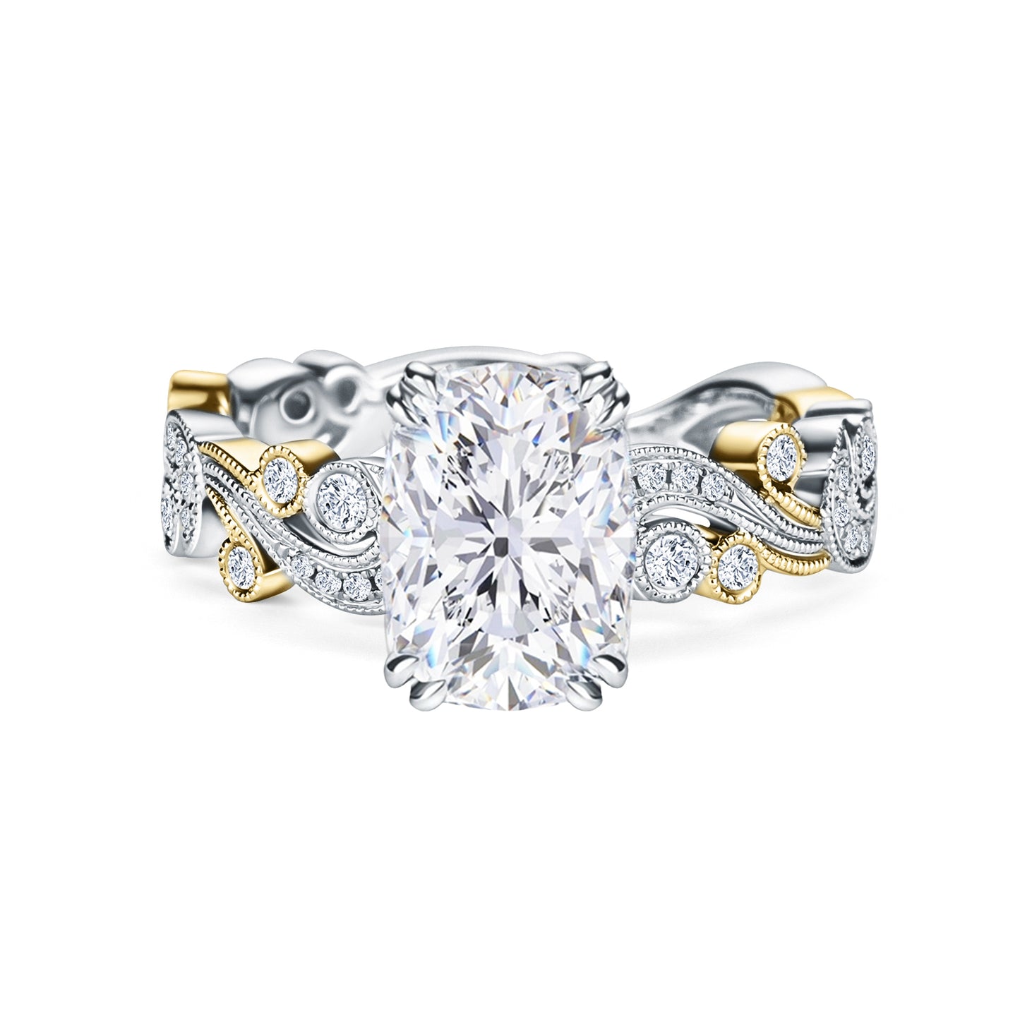 Whimsical Swirl Milgrain Diamond Engagement Ring