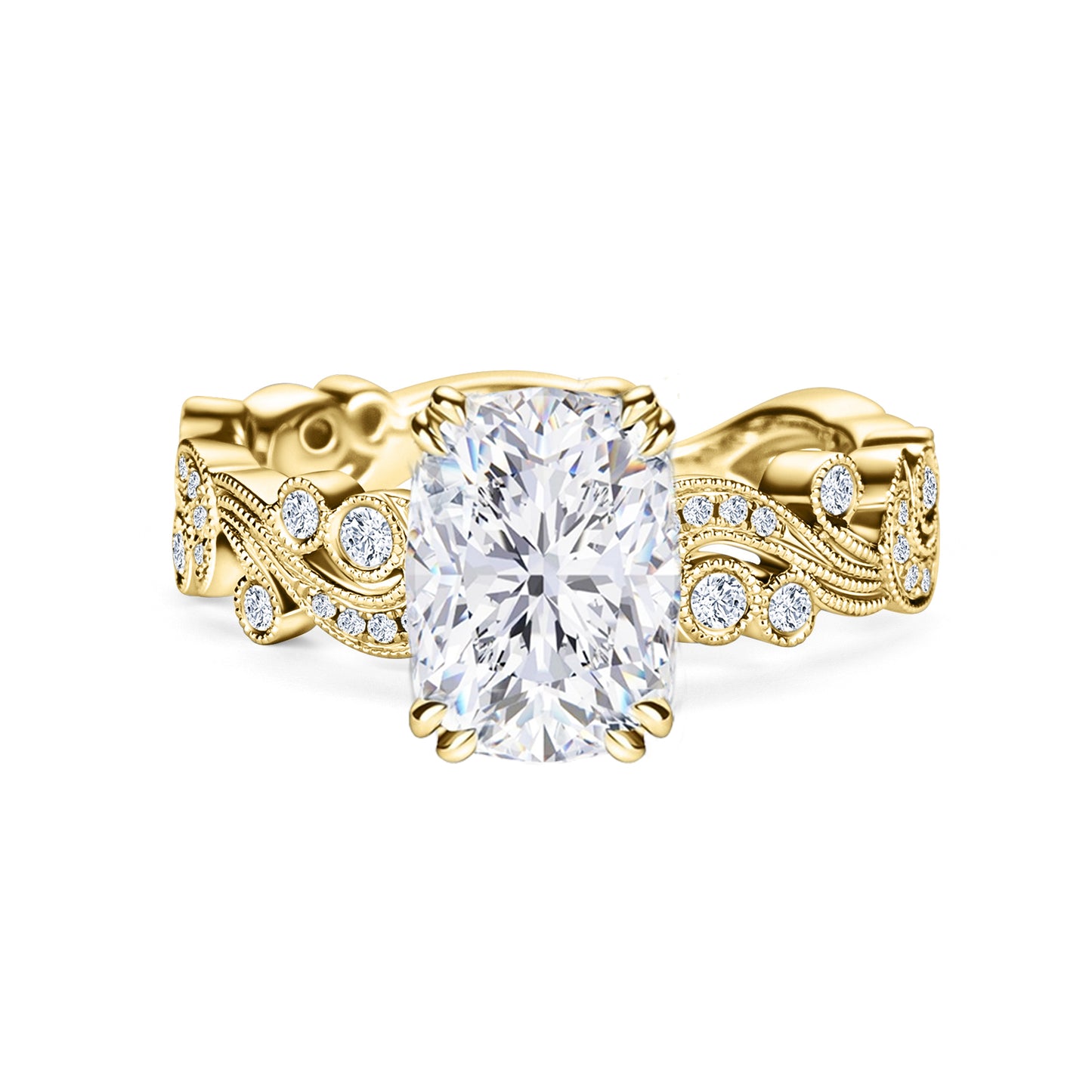 Whimsical Swirl Milgrain Diamond Engagement Ring