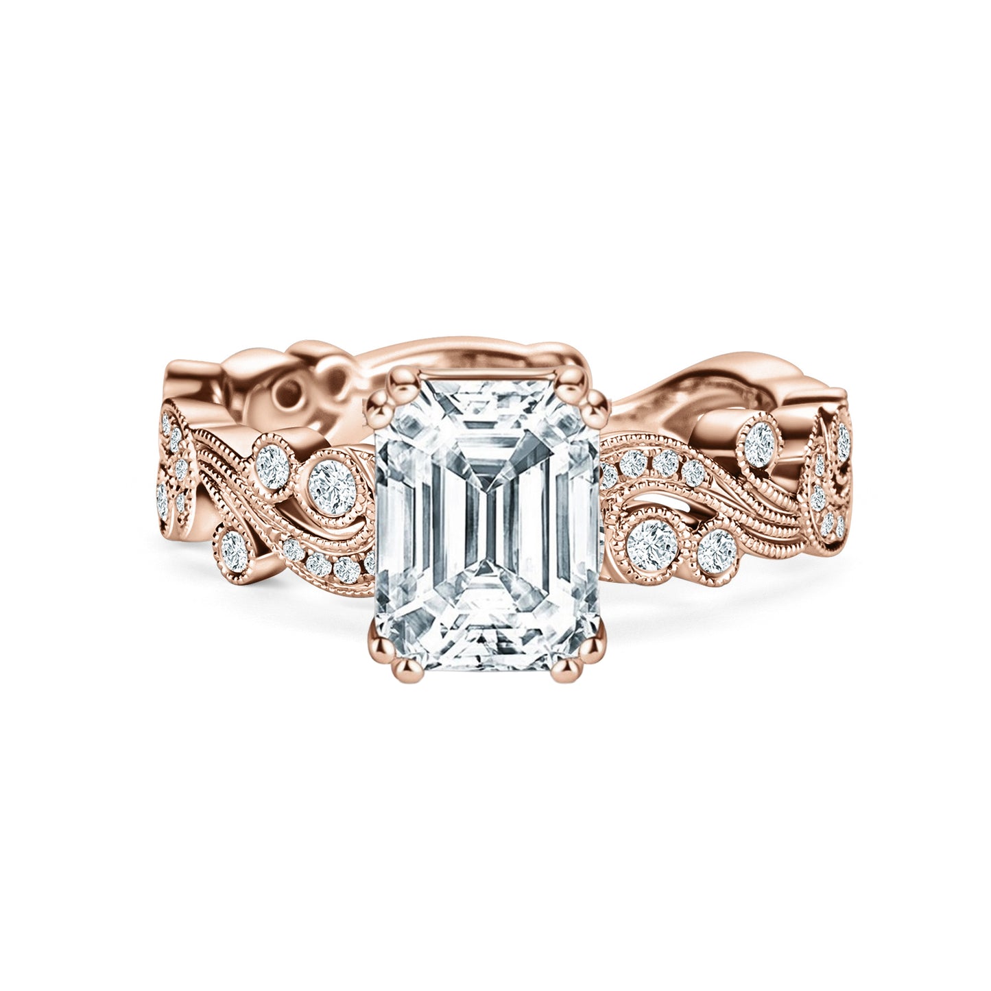 Whimsical Swirl Milgrain Diamond Engagement Ring