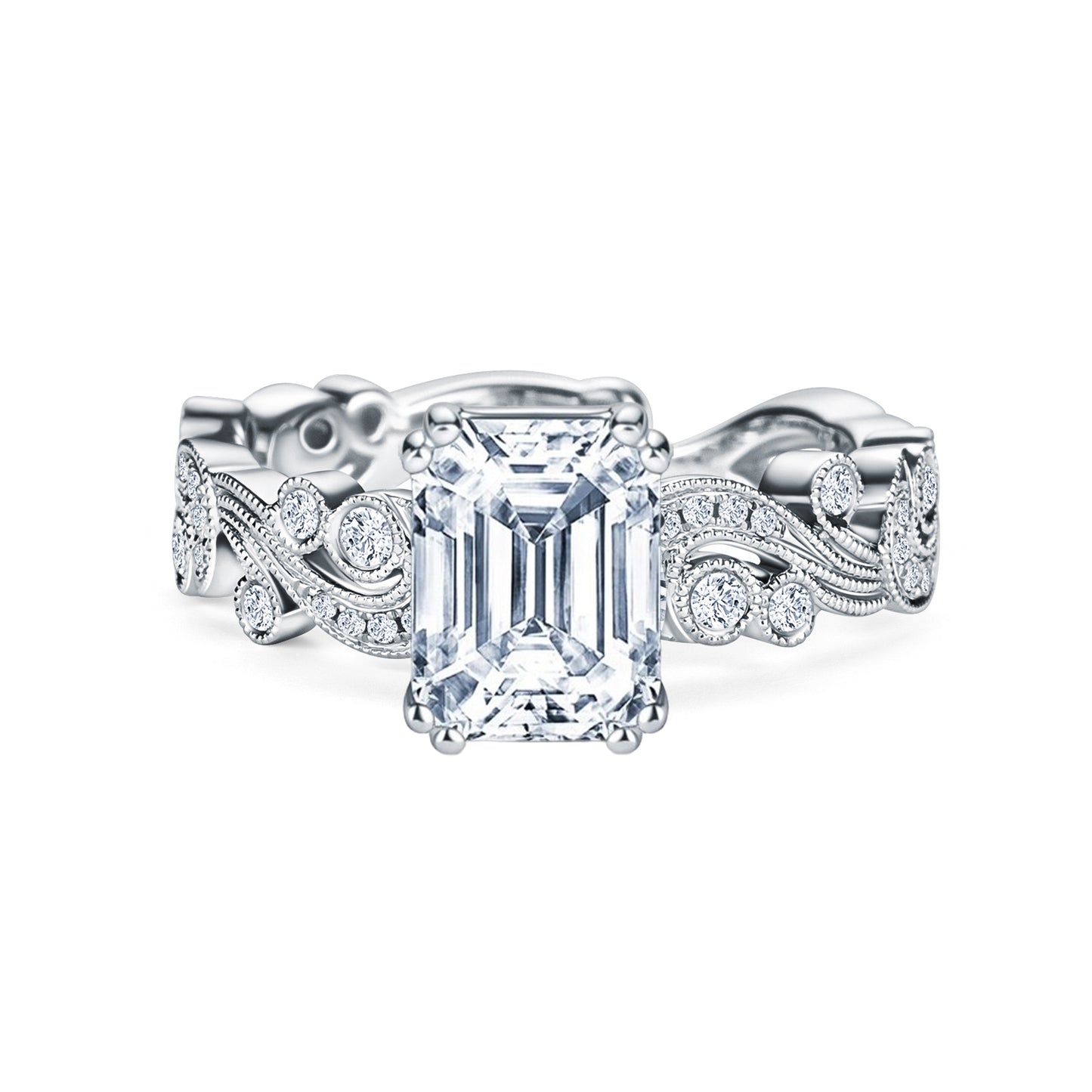 Whimsical Swirl Milgrain Diamond Engagement Ring