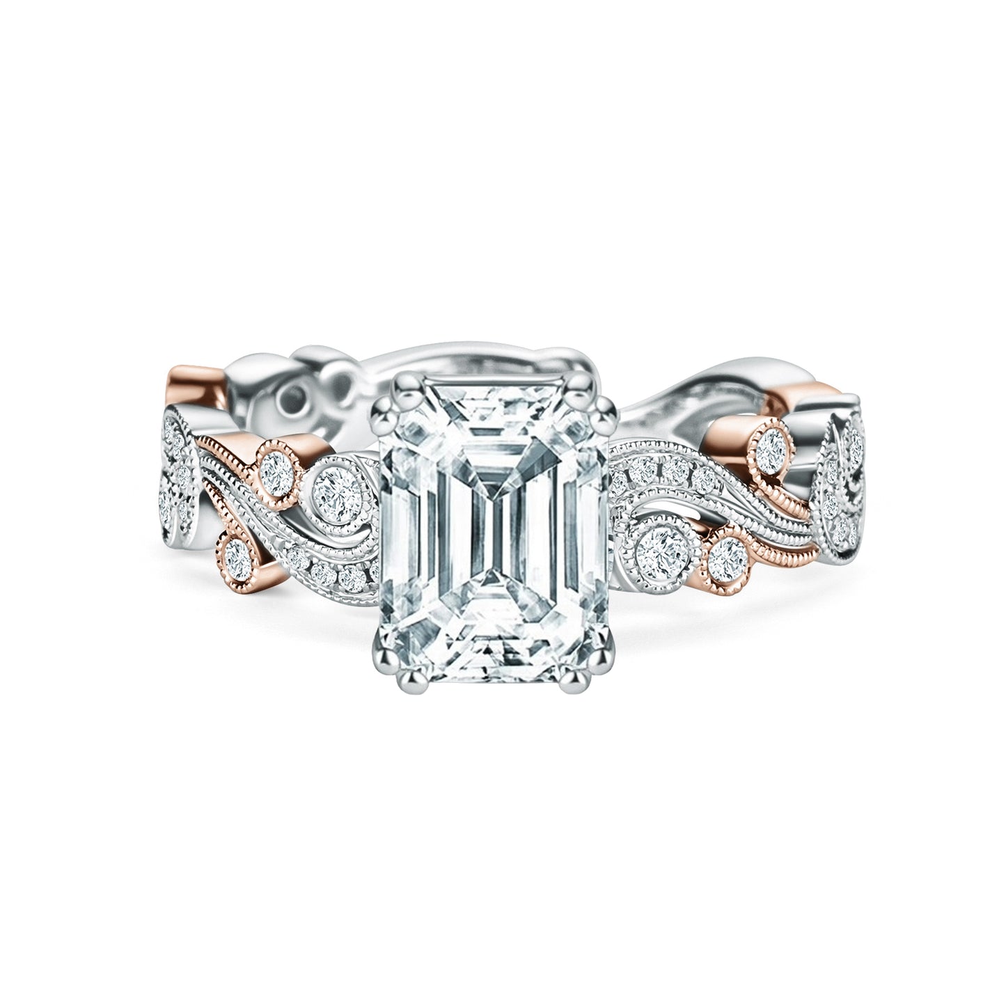 Whimsical Swirl Milgrain Diamond Engagement Ring