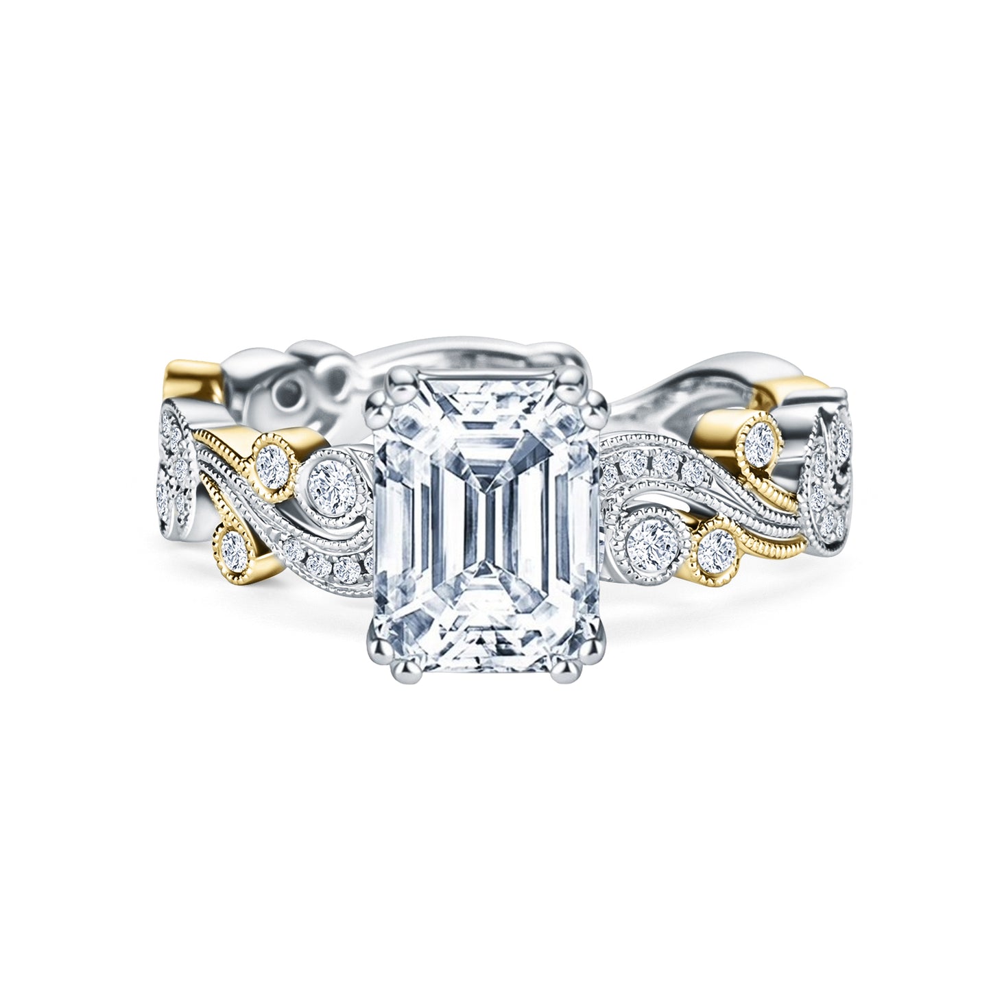 Whimsical Swirl Milgrain Diamond Engagement Ring