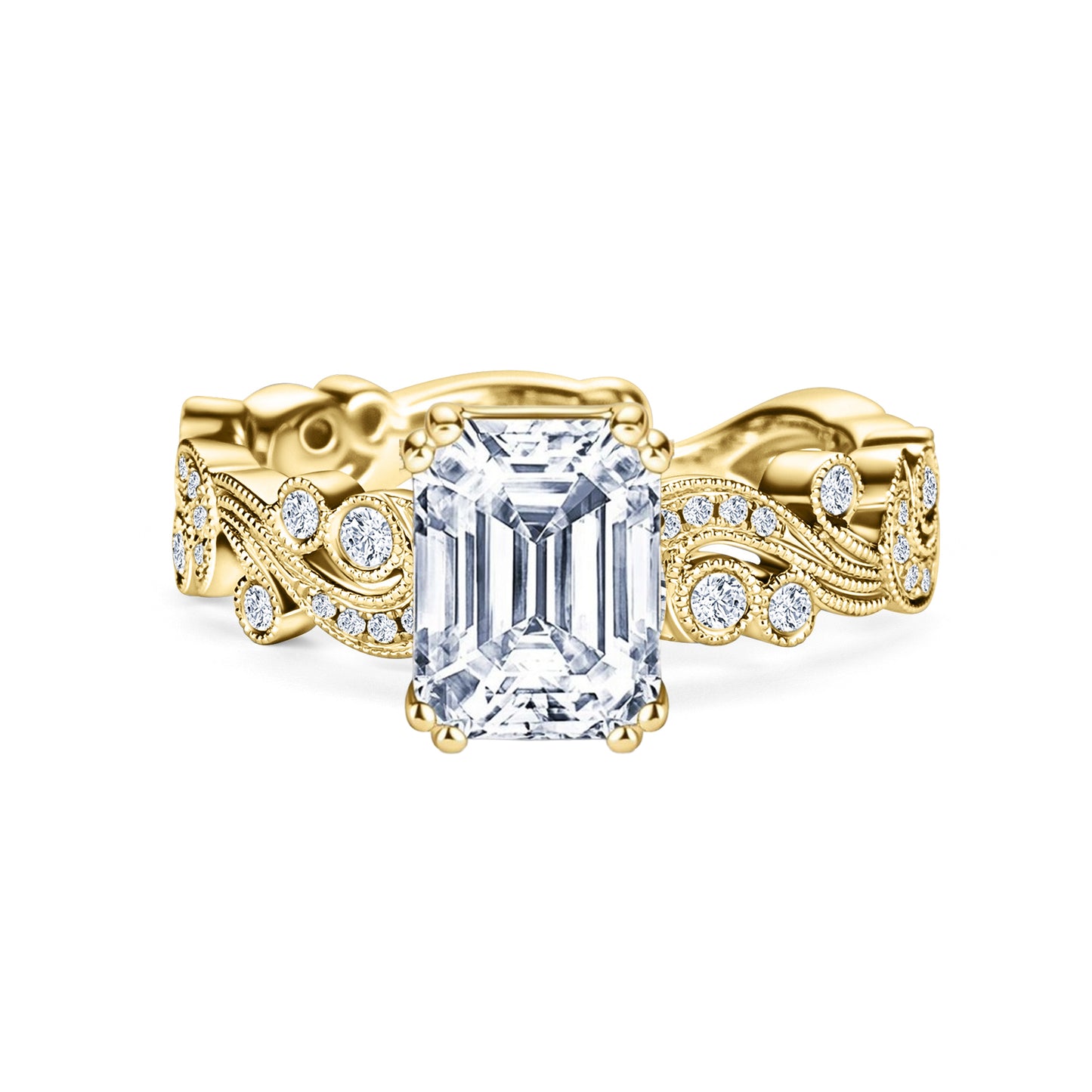 Whimsical Swirl Milgrain Diamond Engagement Ring