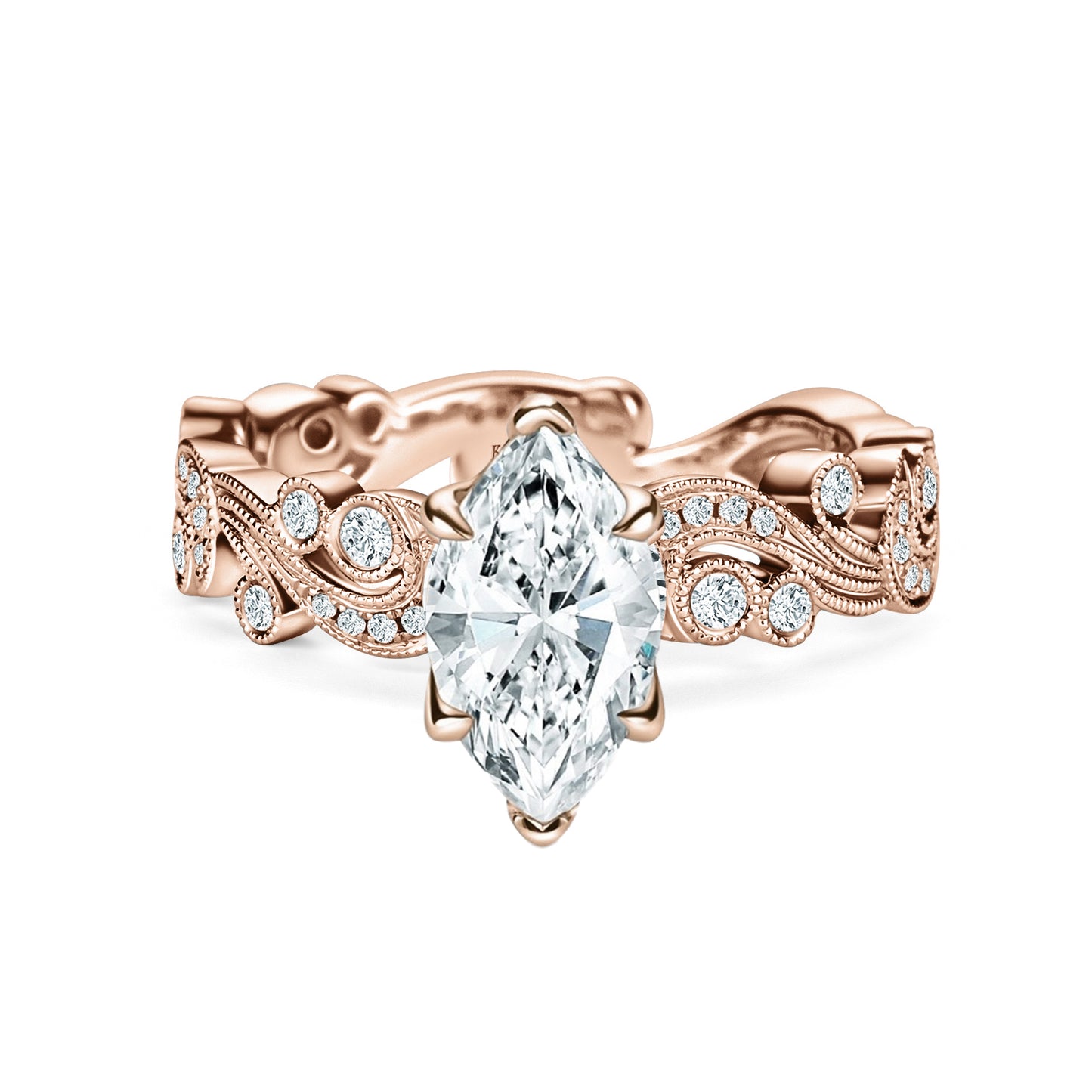 Whimsical Swirl Milgrain Diamond Engagement Ring