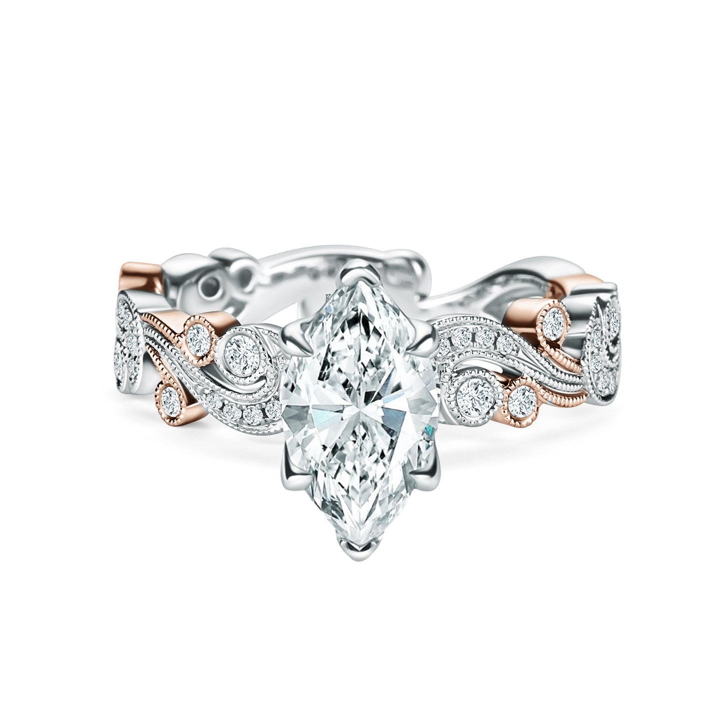 Whimsical Swirl Milgrain Diamond Engagement Ring
