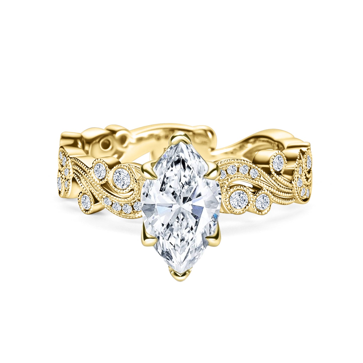 Whimsical Swirl Milgrain Diamond Engagement Ring