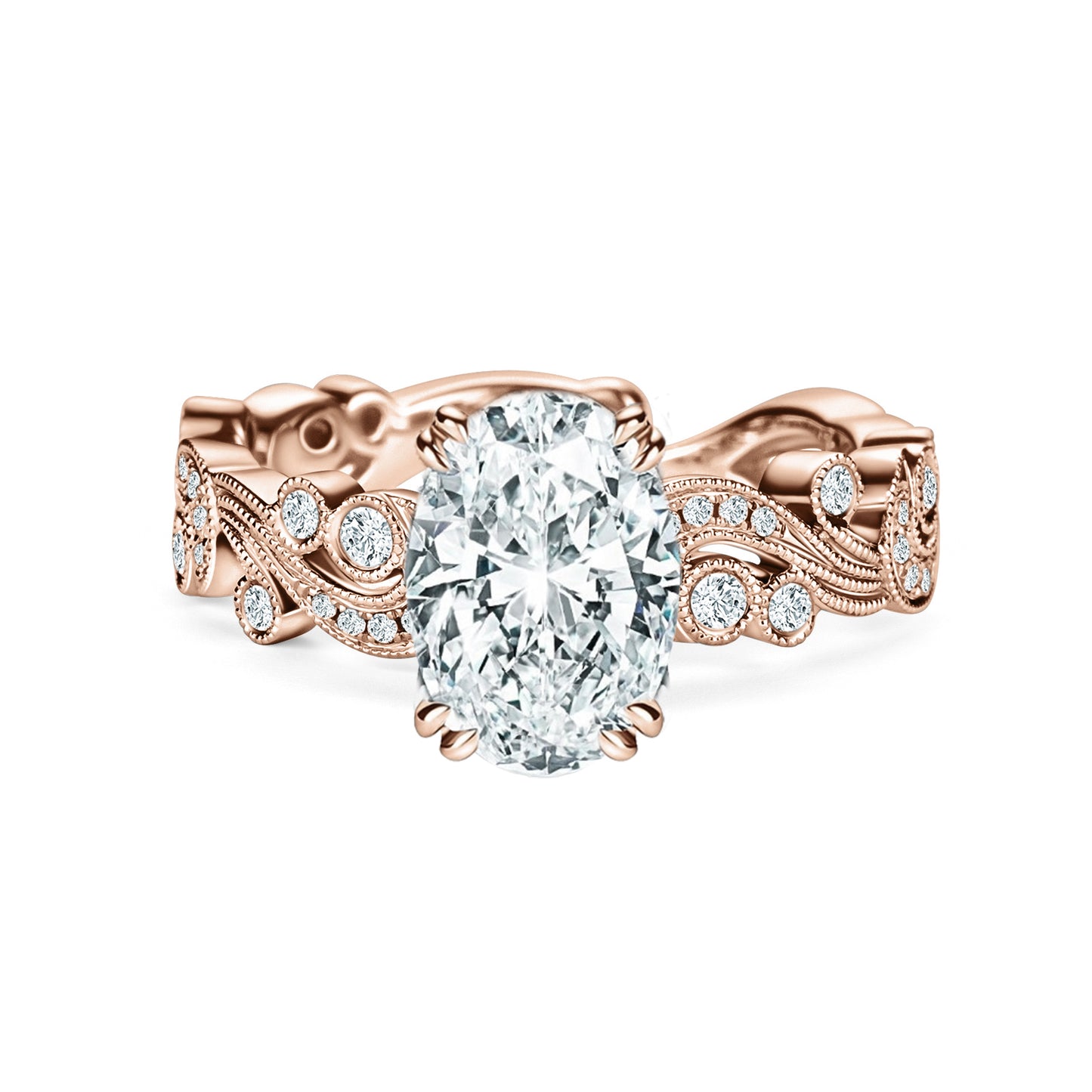 Whimsical Swirl Milgrain Diamond Engagement Ring