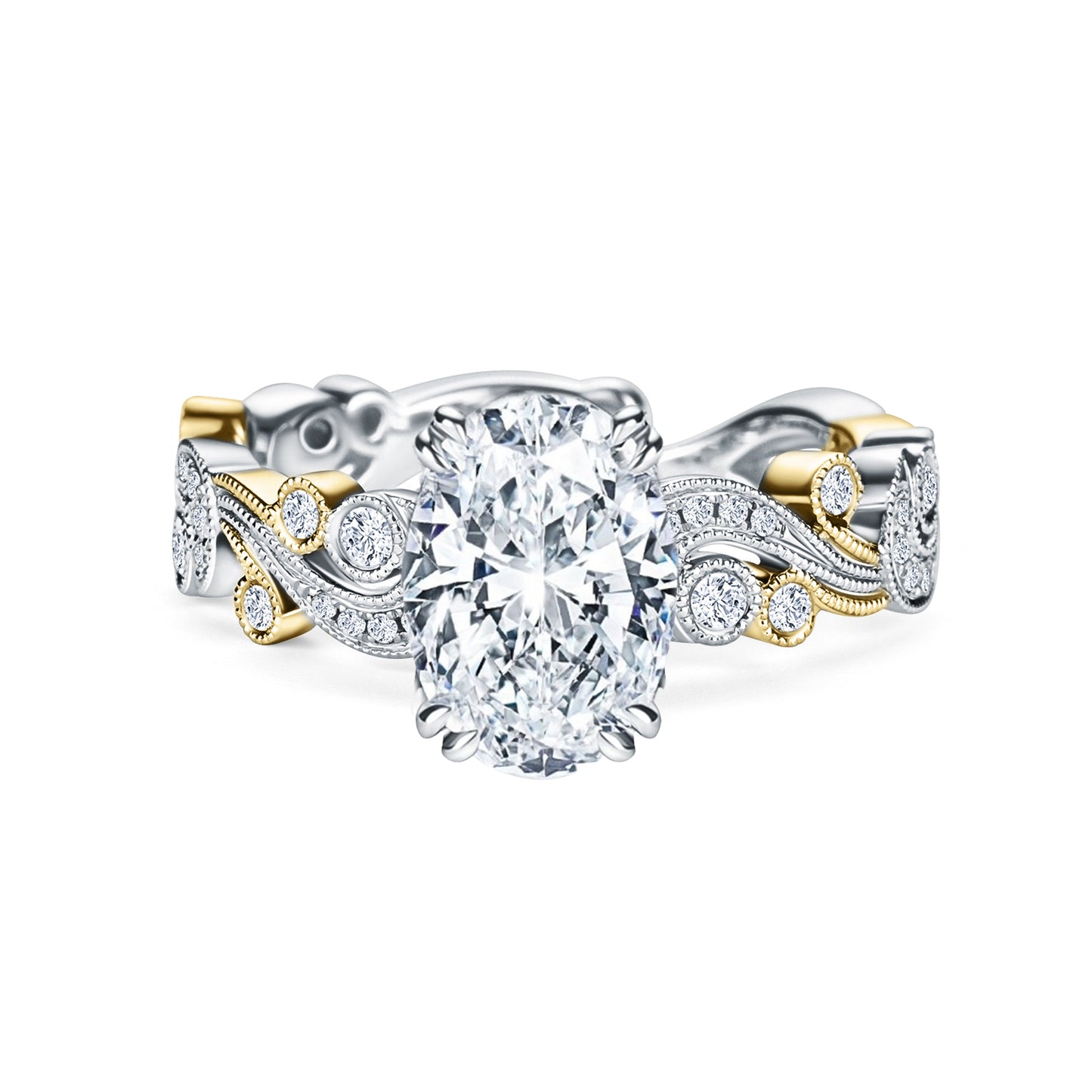 Whimsical Swirl Milgrain Diamond Engagement Ring