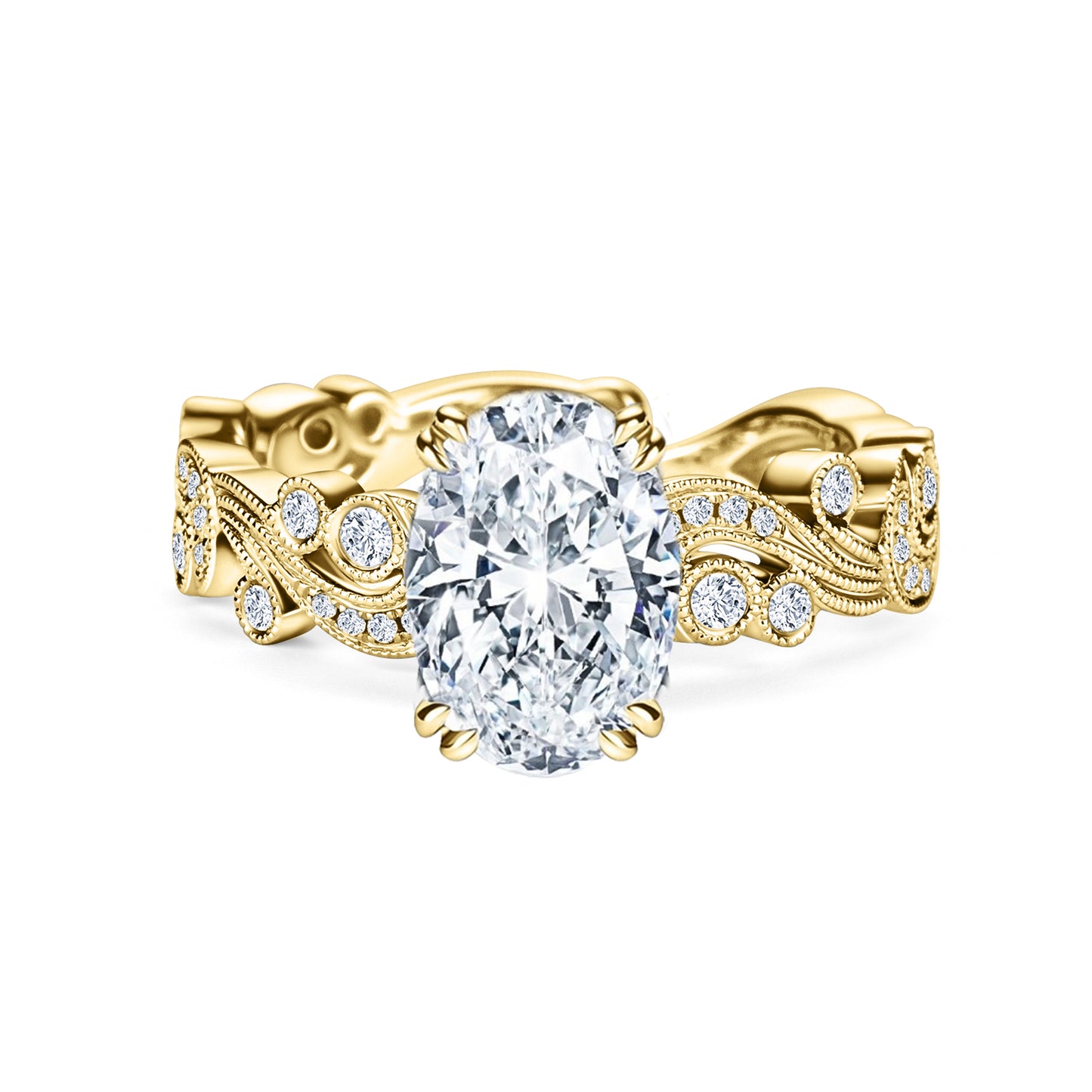 Whimsical Swirl Milgrain Diamond Engagement Ring