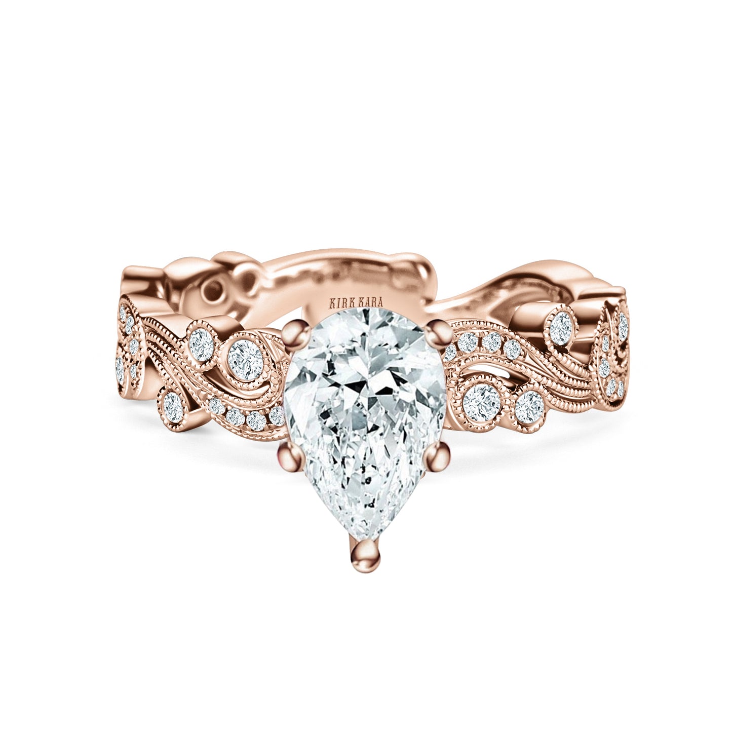 Whimsical Swirl Milgrain Diamond Engagement Ring