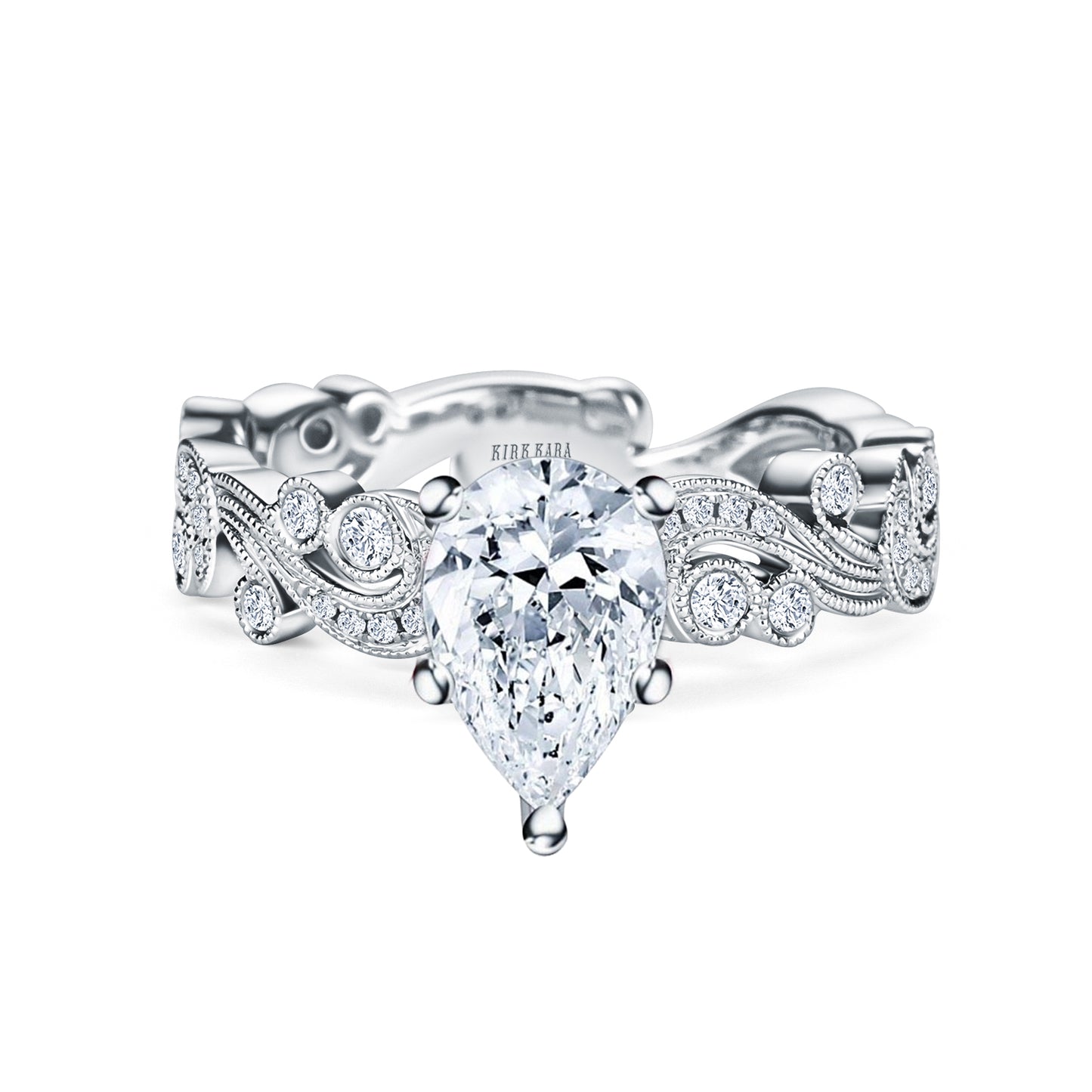 Whimsical Swirl Milgrain Diamond Engagement Ring