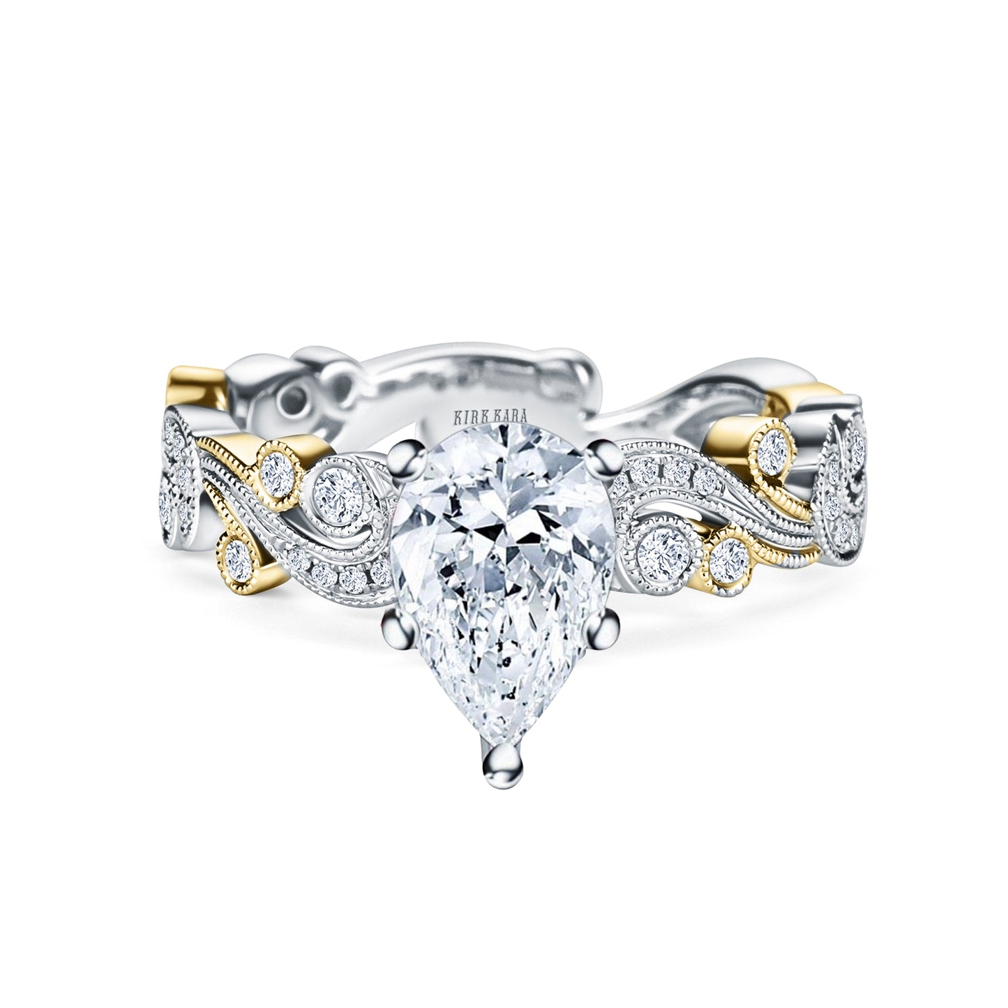 Whimsical Swirl Milgrain Diamond Engagement Ring