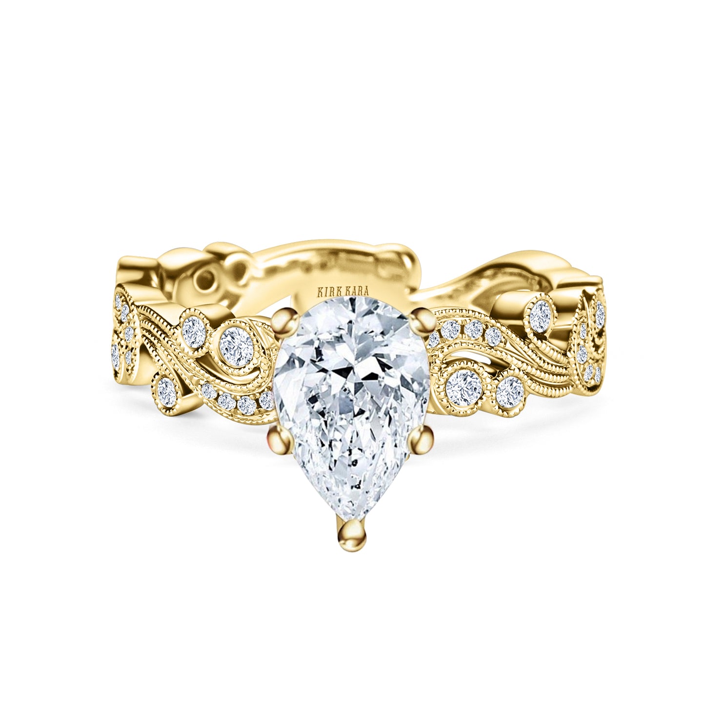 Whimsical Swirl Milgrain Diamond Engagement Ring