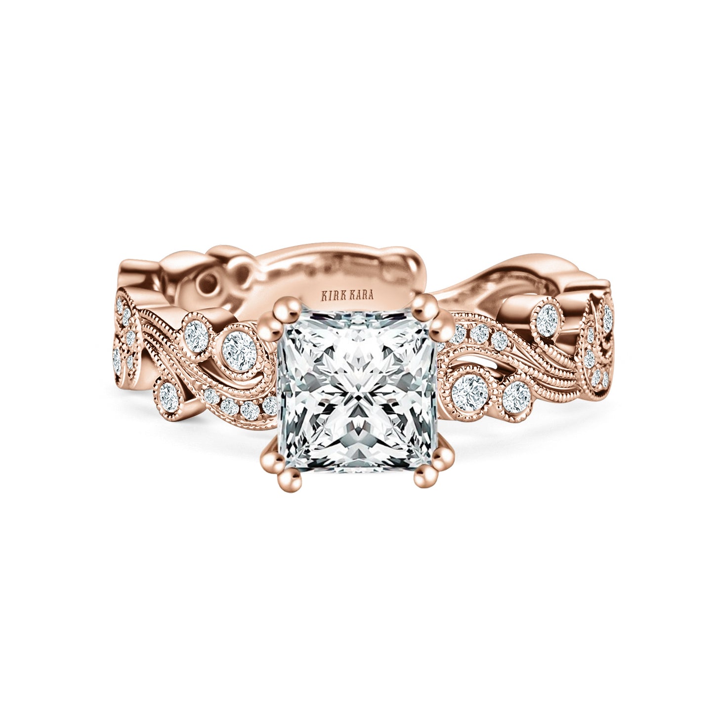 Whimsical Swirl Milgrain Diamond Engagement Ring