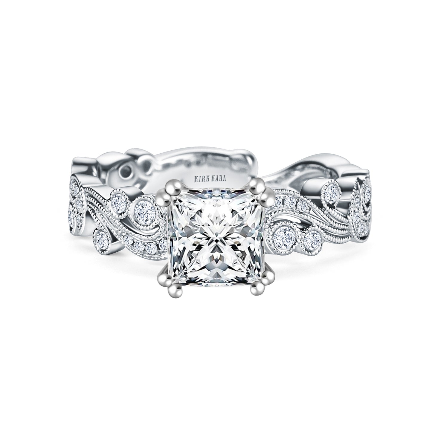Whimsical Swirl Milgrain Diamond Engagement Ring