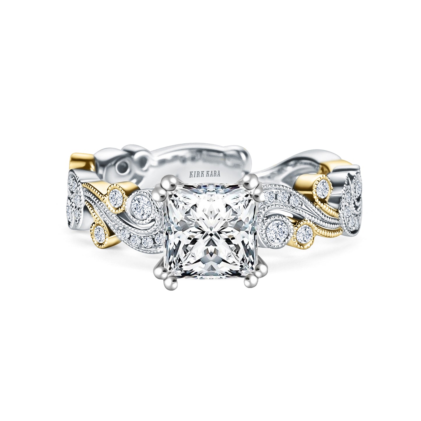 Whimsical Swirl Milgrain Diamond Engagement Ring