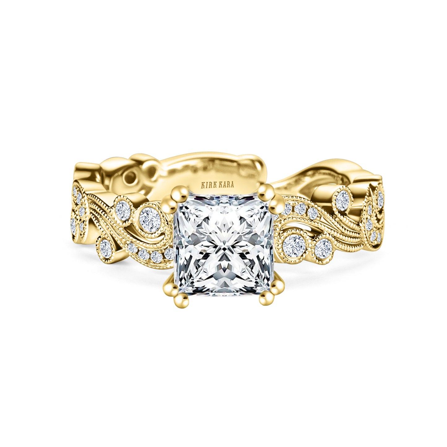 Whimsical Swirl Milgrain Diamond Engagement Ring