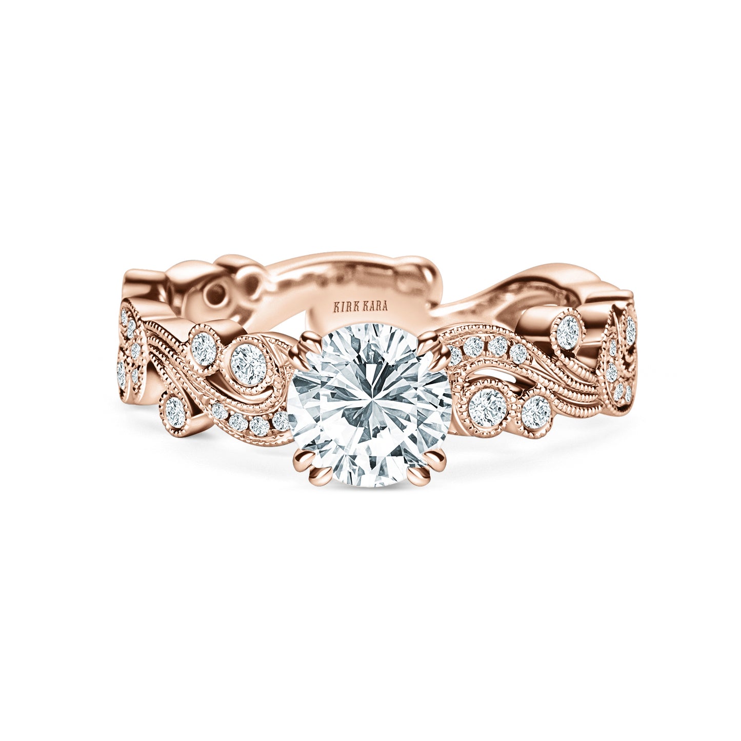 Whimsical Swirl Milgrain Diamond Engagement Ring