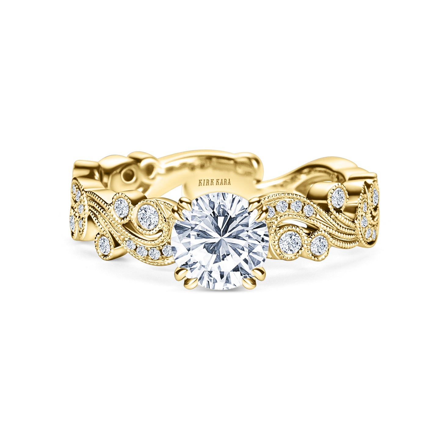 Whimsical Swirl Milgrain Diamond Engagement Ring