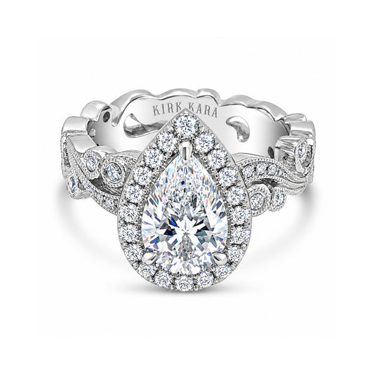 Whimsical Swirl Halo Diamond Engagement Ring